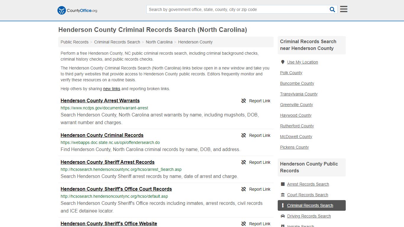 Henderson County Criminal Records Search (North Carolina)